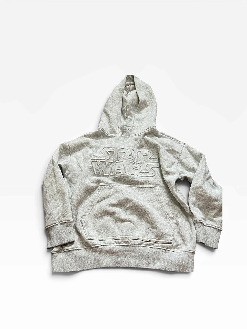 Gap Star Wars Gray Hoodie Youth Size 8 Cozy Fleece Lined Raised Star Wars Logo
